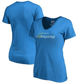 Los Angeles Chargers Women's Multi Color Vintage Logo V-Neck T-Shirt - Powder Blue - NFL