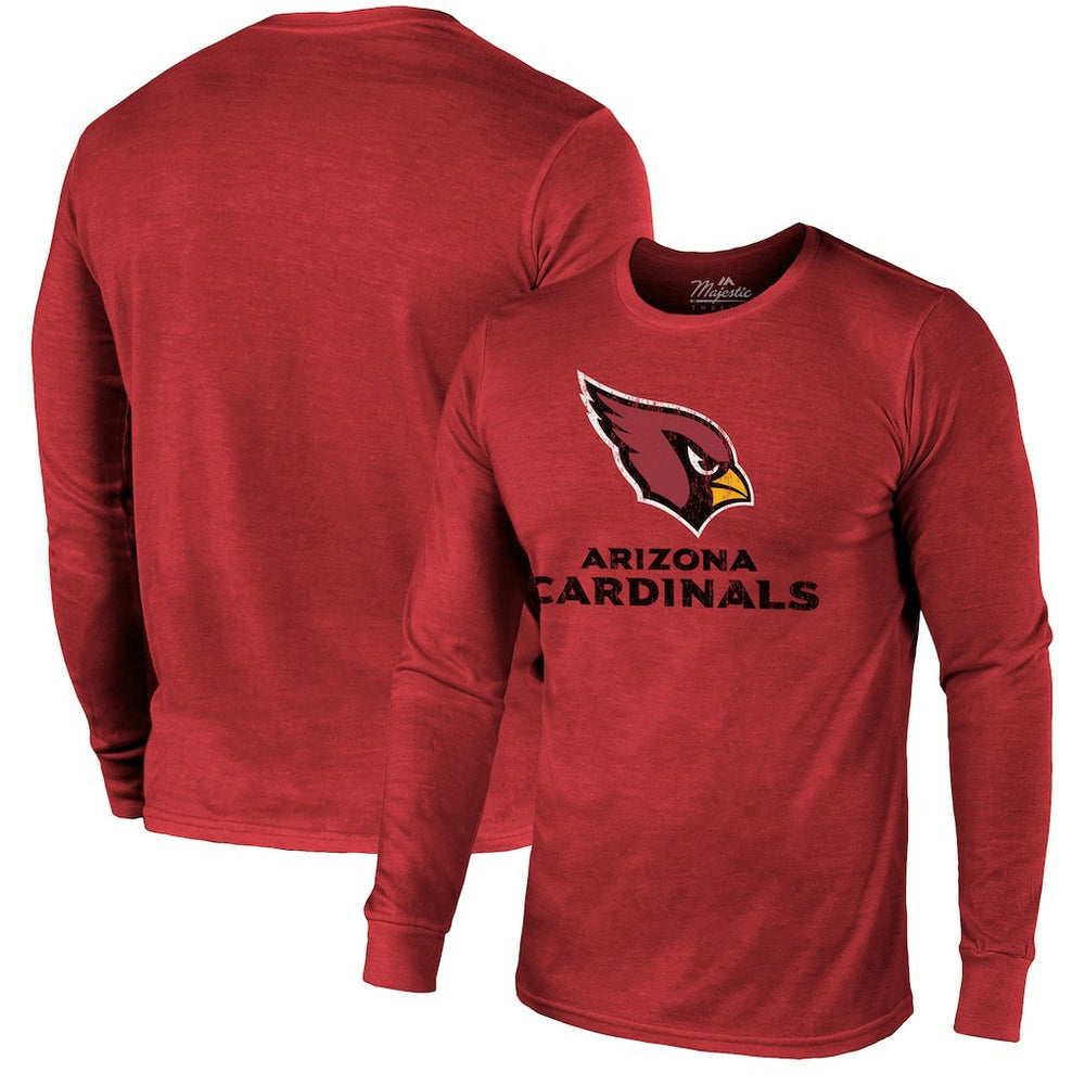 Arizona Cardinals Majestic Threads Lockup Tri-Blend Long Sleeve T-Shirt - Cardinal - NFL