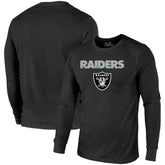 Las Vegas Raiders Majestic Threads Lockup Tri-Blend Long Sleeve T-Shirt - Black - NFL