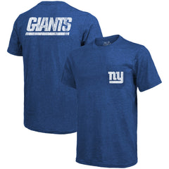 New York Giants Majestic Threads Tri-Blend Pocket T-Shirt - Heathered Royal - NFL
