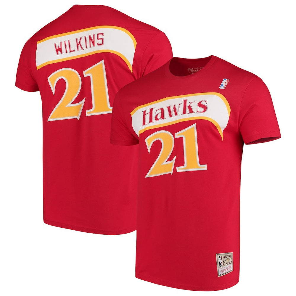 Mitchell & Ness Dominique Wilkins Atlanta Hawks Hardwood Classics Team Name & Number T-Shirt Red