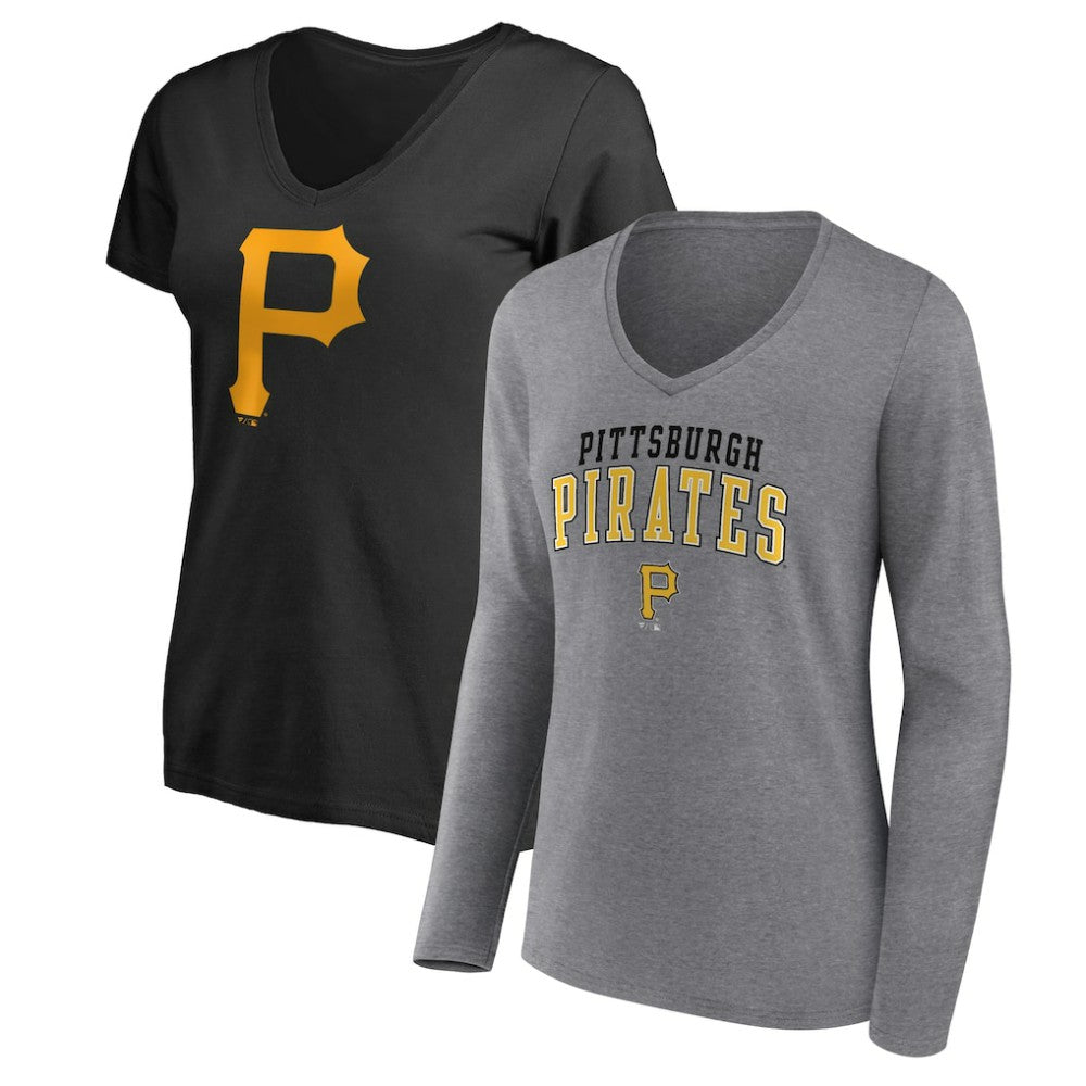 Pittsburgh Pirates Fanatics Women's Short & Long Sleeve T-Shirt Combo Pack Outlet