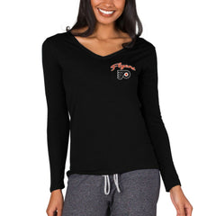 Philadelphia Flyers Concepts Sport Women's Marathon Knit Long Sleeve V-Neck Top - Black | NHL sale