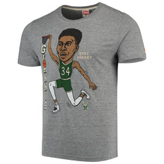 Giannis Antetokounmpo Milwaukee Bucks Player Graphic Tri-Blend T-Shirt Gray