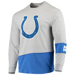 Indianapolis Colts Refried Apparel Sustainable Upcycled Angle Long Sleeve T-Shirt - Gray/Royal - NFL