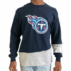Tennessee Titans Refried Apparel Sustainable Upcycled Angle Long Sleeve T-Shirt - Navy/Gray - NFL