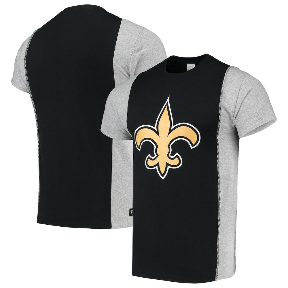 New Orleans Saints Refried Apparel Sustainable Upcycled Split T-Shirt - Black/Gray - NFL