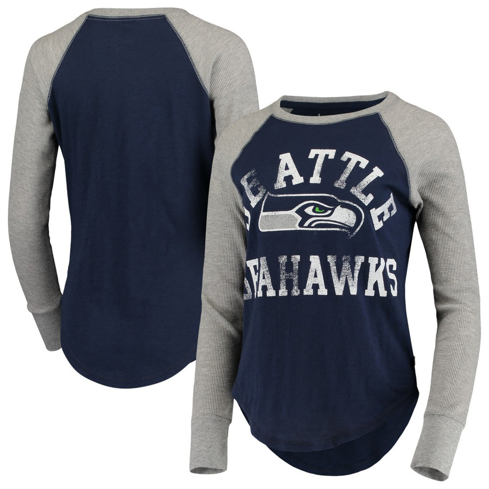 Seattle Seahawks Touch Women's Waffle Raglan Lightweight Long Sleeve T-Shirt - College Navy - NFL