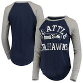 Seattle Seahawks Touch Women's Waffle Raglan Lightweight Long Sleeve T-Shirt - College Navy - NFL