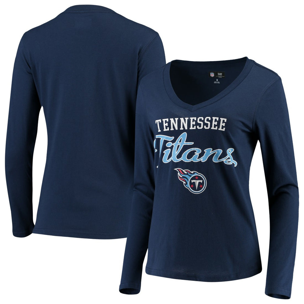 Tennessee Titans G-III 4Her by Carl Banks Women's Post Season Long Sleeve V-Neck T-Shirt - Navy - NFL