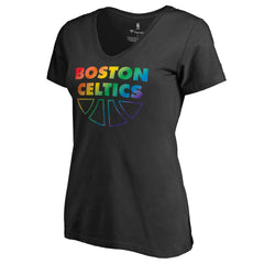 Boston Celtics Women's Team Pride Wordmark V-Neck T-Shirt Black