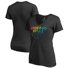 Chicago Bulls Women's Team Pride Wordmark V-Neck T-Shirt Black