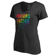 Indiana Pacers Women's Team Pride Wordmark V-Neck T-Shirt Black