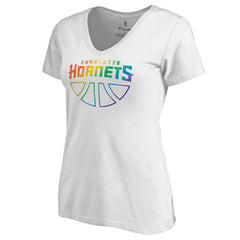Charlotte Hornets Women's Team Pride Wordmark V-Neck T-Shirt White