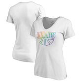 Dallas Mavericks Women's Team Pride Wordmark V-Neck T-Shirt White