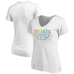 Houston Rockets Women's Team Pride Wordmark V-Neck T-Shirt White