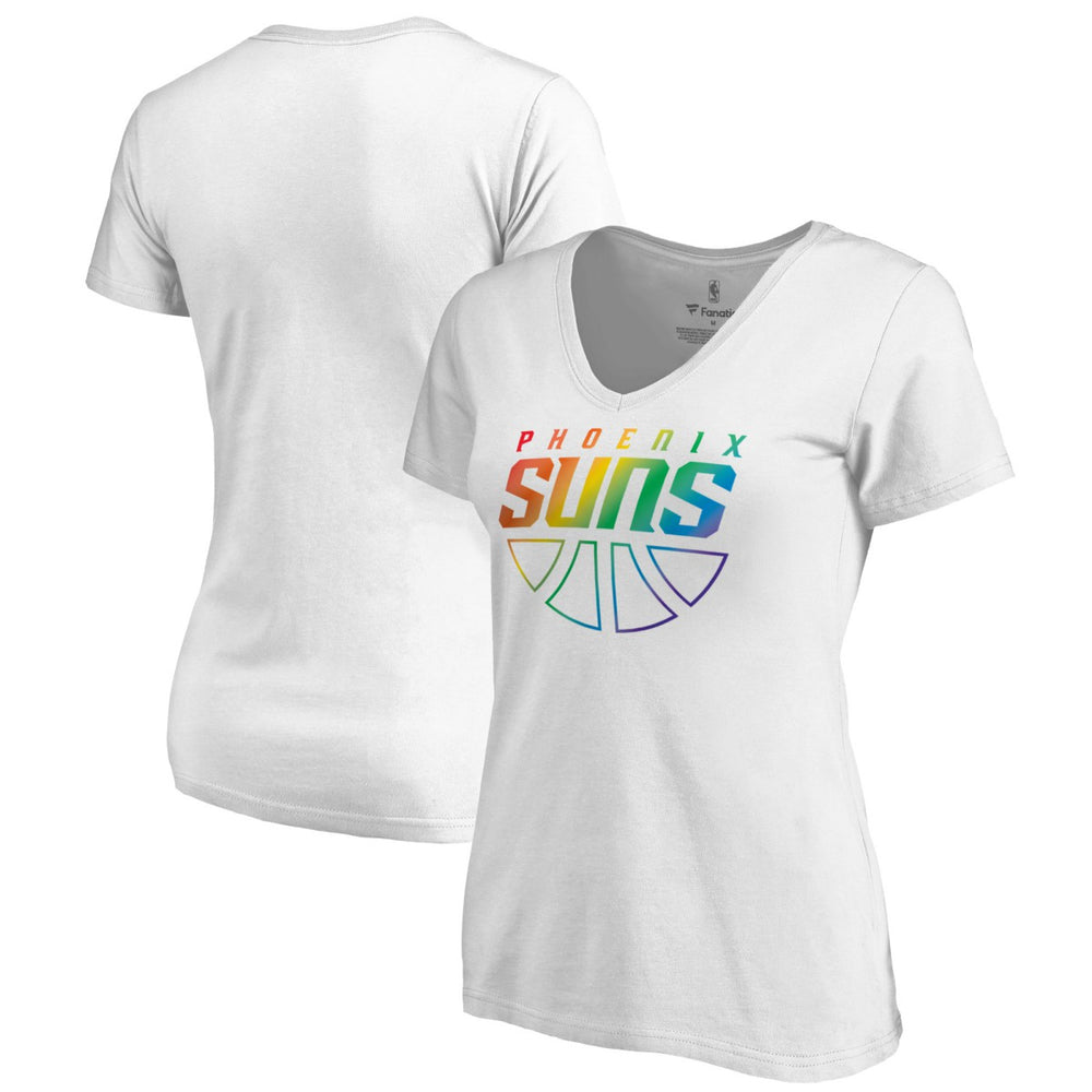 Phoenix Suns Women's Team Pride Wordmark V-Neck T-Shirt White