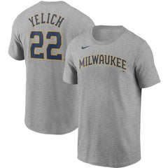 Christian Yelich Milwaukee Brewers Nike Name & Number T-Shirt Sale