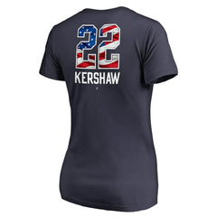 Clayton Kershaw Los Angeles Dodgers Women's Banner Wave Name & Number V-Neck T-Shirt Sale