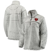 Chicago Bears Women's Sherpa Quarter-Zip Pullover Jacket - Gray - NFL