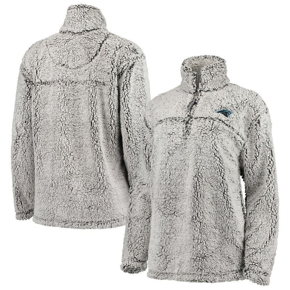 Carolina Panthers G-III 4Her by Carl Banks Women's Sherpa Quarter-Zip Pullover Jacket - Gray - NFL