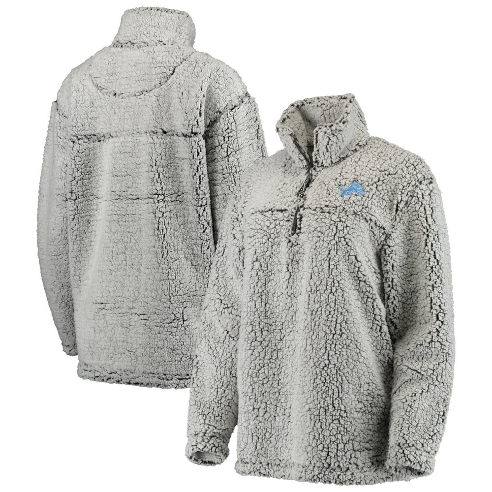 Detroit Lions Women's Sherpa Quarter-Zip Pullover Jacket - Gray - NFL