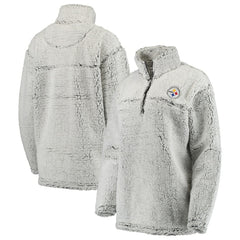 Pittsburgh Steelers Women's Sherpa Quarter-Zip Pullover Jacket - Gray - NFL