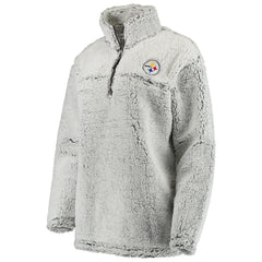 Pittsburgh Steelers Women's Sherpa Quarter-Zip Pullover Jacket - Gray - NFL