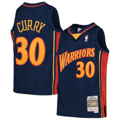 Mitchell & Ness Stephen Curry Golden State Warriors Youth 2009-10 Hardwood Classics Swingman Throwback Jersey Navy