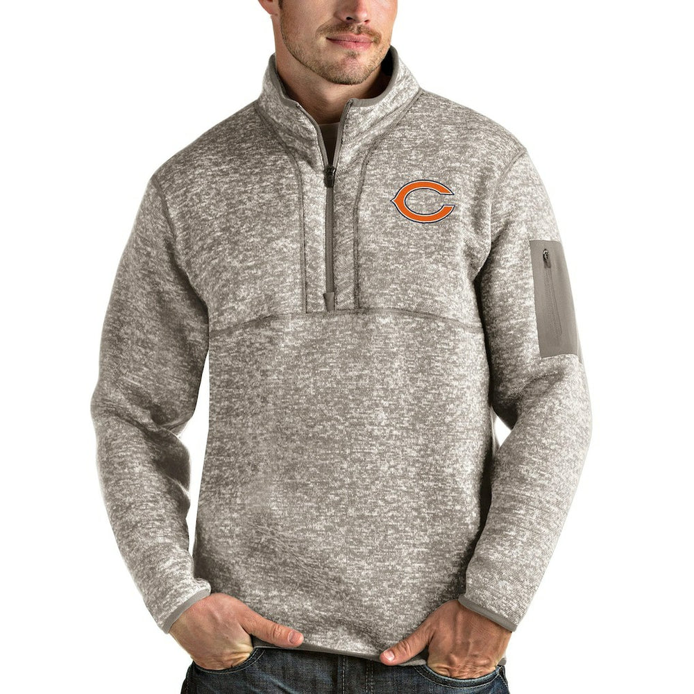 Chicago Bears Antigua Fortune Quarter-Zip Pullover Jacket - Oatmeal - NFL