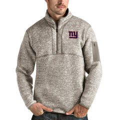 New York Giants Antigua Fortune Quarter-Zip Pullover Jacket - Oatmeal - NFL