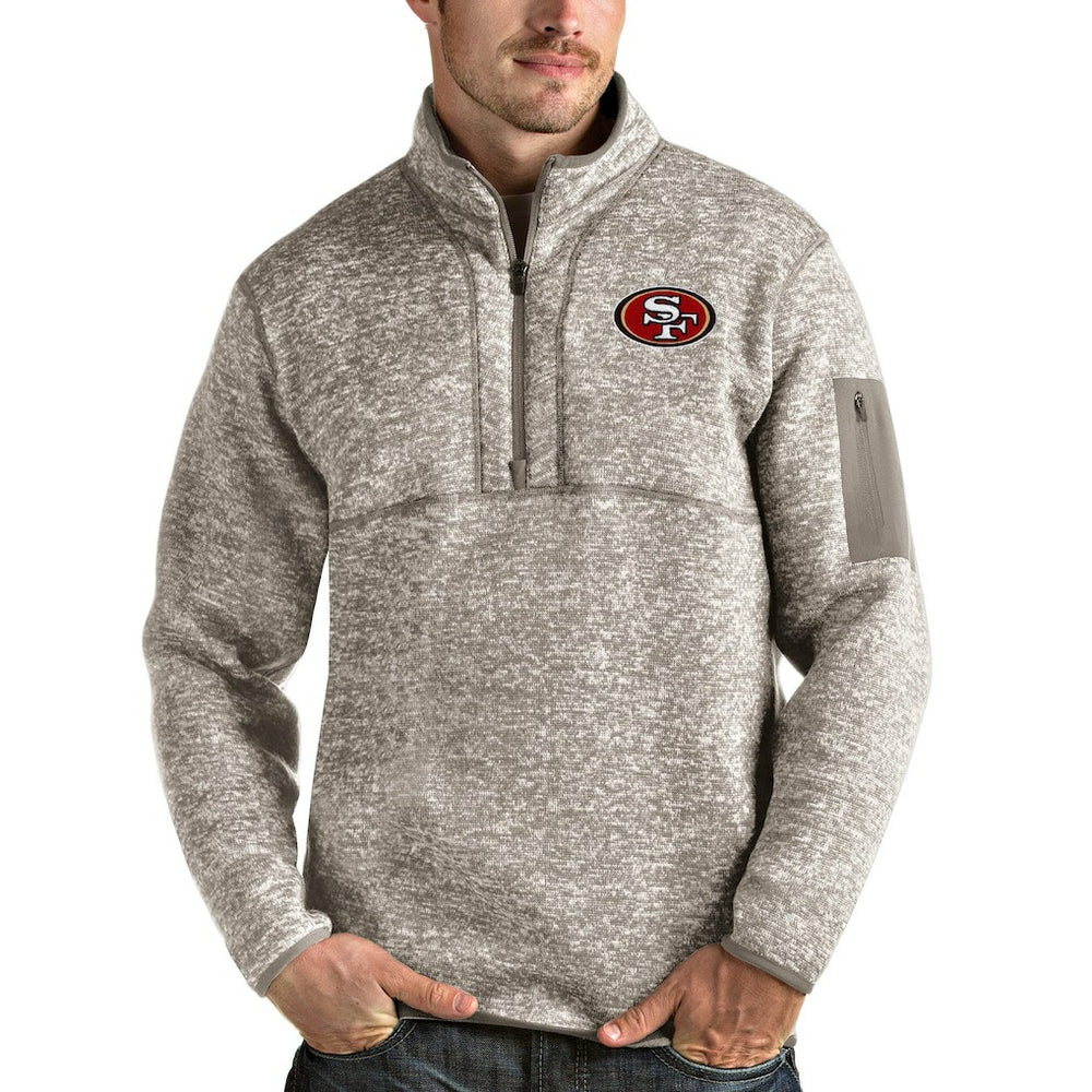San Francisco 49ers Antigua Fortune Quarter-Zip Pullover Jacket - Oatmeal - NFL