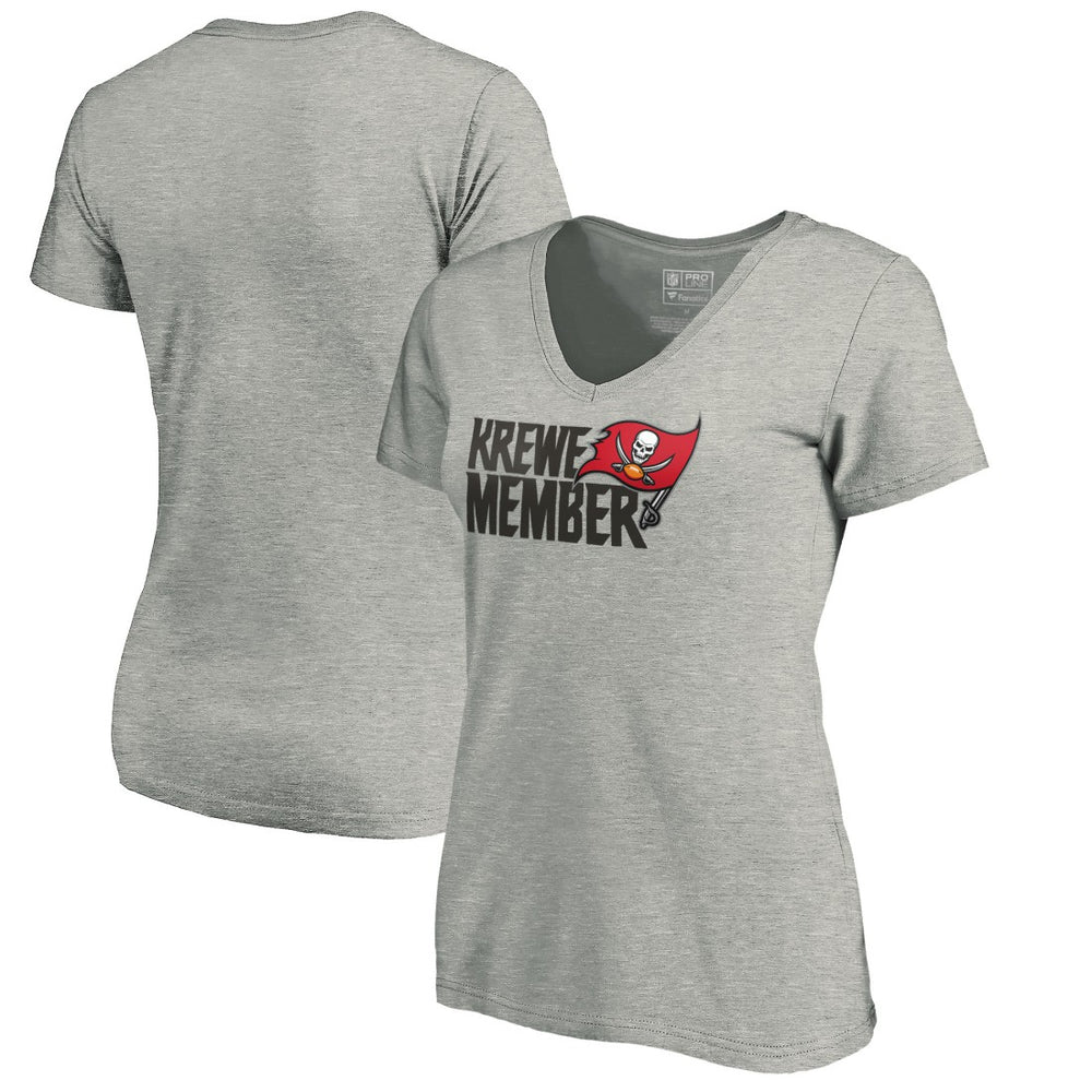 Tampa Bay Buccaneers Women's Krewe Member V-Neck T-Shirt - Heather Gray - NFL