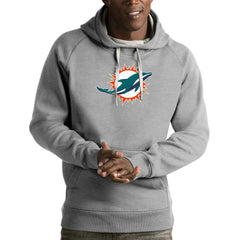 Miami Dolphins Antigua Victory Pullover Hoodie - Heather Gray - NFL