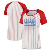 St. Louis Cardinals Fanatics Women's Cooperstown Collection Iconic Pinstripe Raglan Scoop Neck T-Shirt Near Me