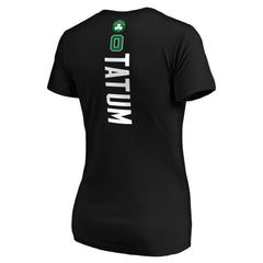 Jayson Tatum Boston Celtics Women's Playmaker Name & Number V-Neck T-Shirt Black