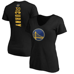 Stephen Curry Golden State Warriors Women's Playmaker Name & Number V-Neck T-Shirt Black