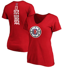 Fanatics Paul George LA Clippers Women's Playmaker Name & Number V-Neck T-Shirt Red