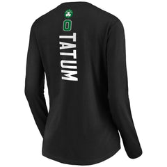 Jayson Tatum Boston Celtics Women's Playmaker Name & Number Long Sleeve V-Neck T-Shirt Black
