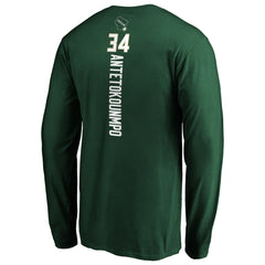 Giannis Antetokounmpo Milwaukee Bucks Playmaker Name & Number Long Sleeve T-Shirt Hunter Green