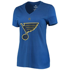 Jordan Binnington St. Louis Blues Fanatics Women's Authentic Stack Name & Number V-Neck T-Shirt - Blue | Fanatics online