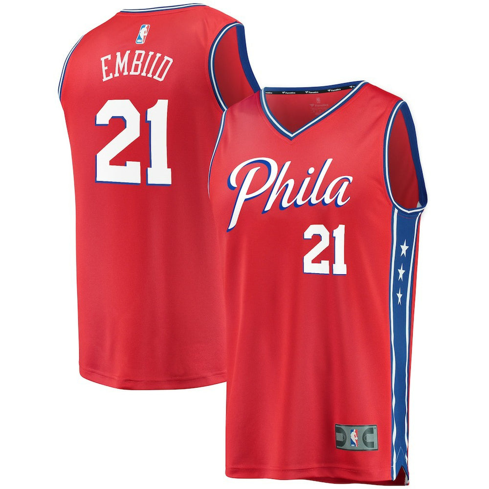 Fanatics Joel Embiid Philadelphia 76ers Youth 2019/20 Fast Break Replica Player Team Jersey Statement Edition Red