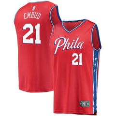 Fanatics Joel Embiid Philadelphia 76ers Youth 2019/20 Fast Break Replica Player Team Jersey Statement Edition Red