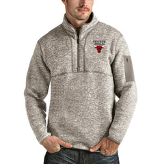 Chicago Bulls Antigua Fortune Quarter-Zip Pullover Jacket Natural