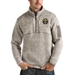 Denver Nuggets Antigua Fortune Quarter-Zip Pullover Jacket Natural