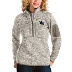 San Jose Sharks Antigua Women's Fortune Half-Zip Sweatshirt - Oatmeal | NHL Lifestyle