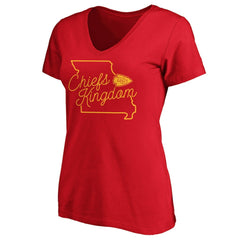 Kansas City Chiefs Women's Iconic Script State V-Neck T-Shirt - Red - Fanatics