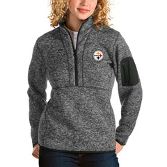 Pittsburgh Steelers Antigua Women's Fortune Half-Zip Pullover Jacket - Charcoal - NFL