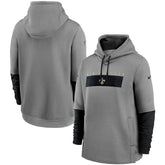 New Orleans Saints Sideline Playbook Performance Pullover Hoodie - Heathered Gray/Black - Nike