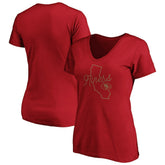San Francisco 49ers Women's Iconic Script State V-Neck T-Shirt - Scarlet - Fanatics